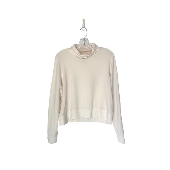 Athleta Pearl White Athletic Workout Cropped Funnel Neck Sweatshirt Size Medium - Picture 1 of 9